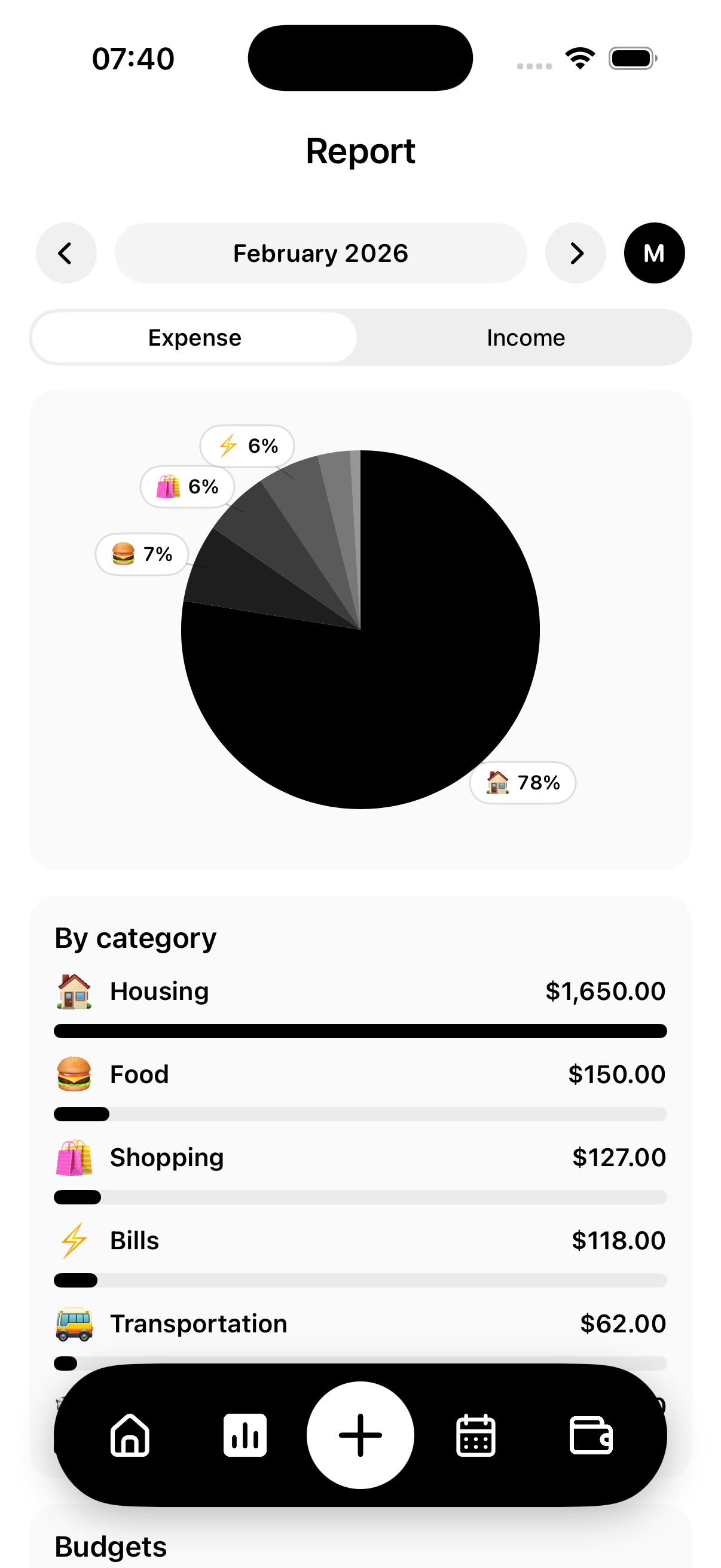 Palio reports screen